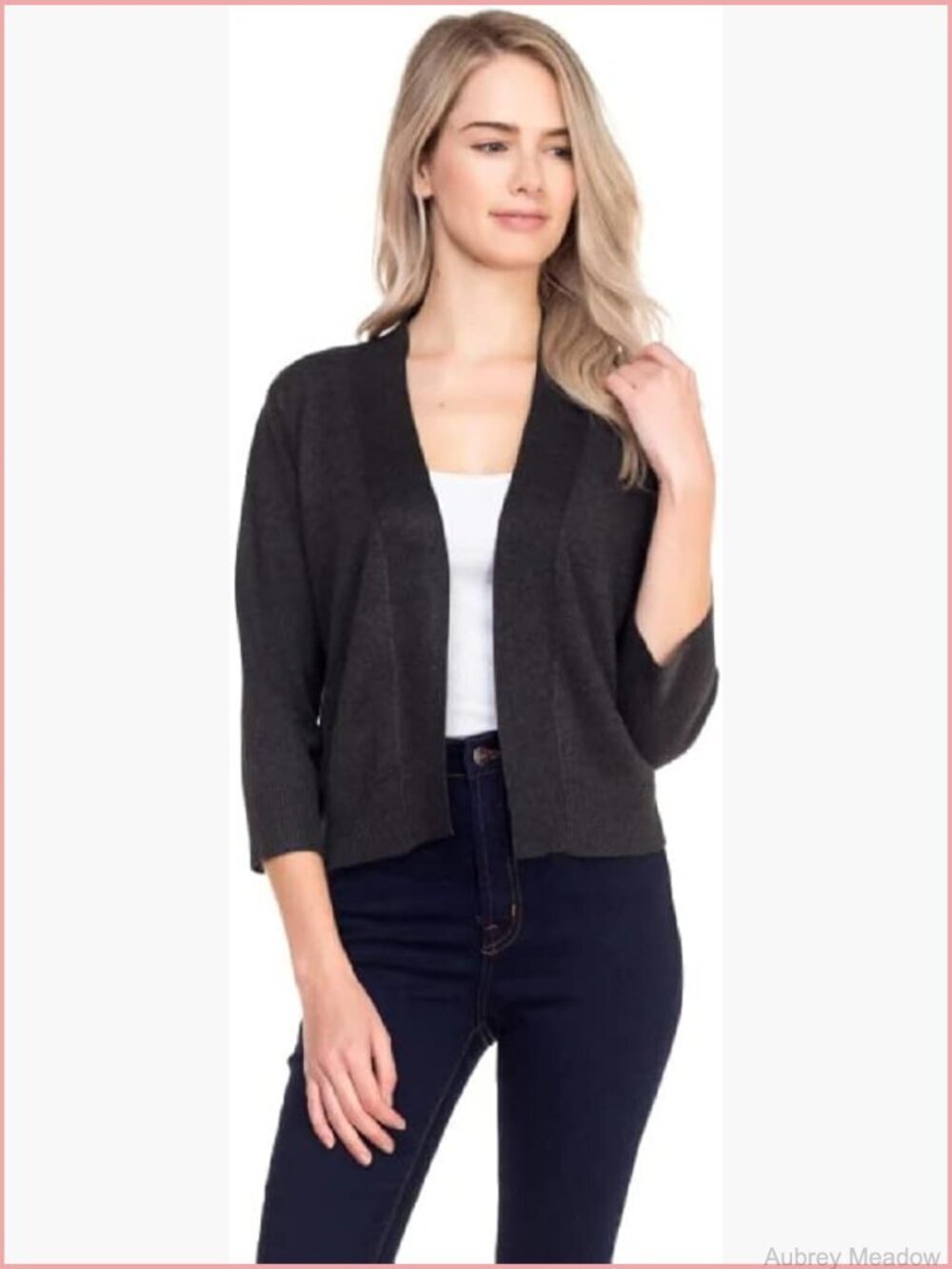 Women's Cropped Bolero Shrug 3/4 Sleeve Open Front Cardigan Sweater